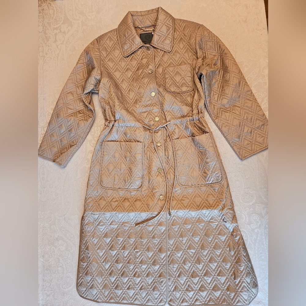 Women's Long Beige Winter Quilted Coat, Snover, NWT, Small - Picture 12 of 15
